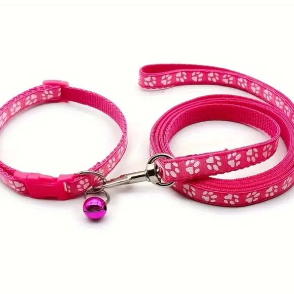 2pc Pet Dog Collar And Leash Sets, Cute Patterns, Adjustable With Bell - Picture 5 of 10